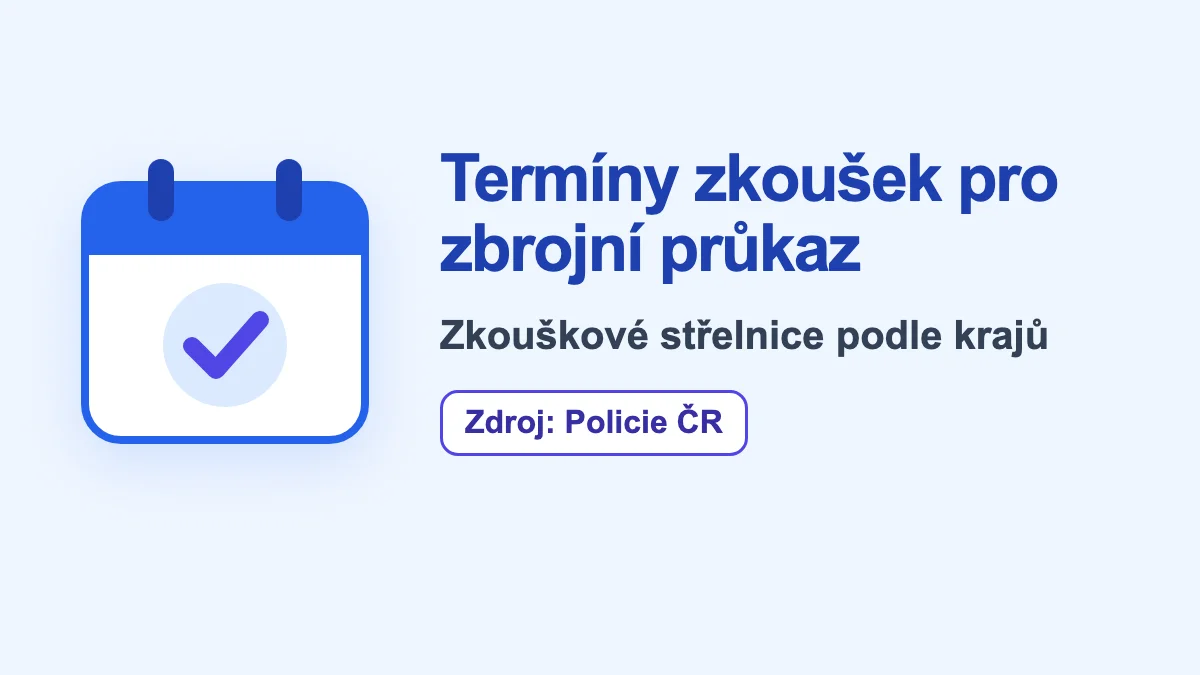 Termíny zkoušek na zbrojní průkaz 2026 podle střelnic