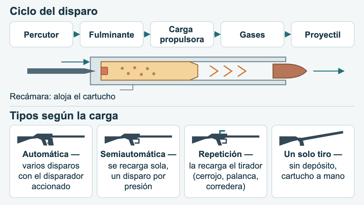 Funcionamiento de las armas de fuego: tipos y partes